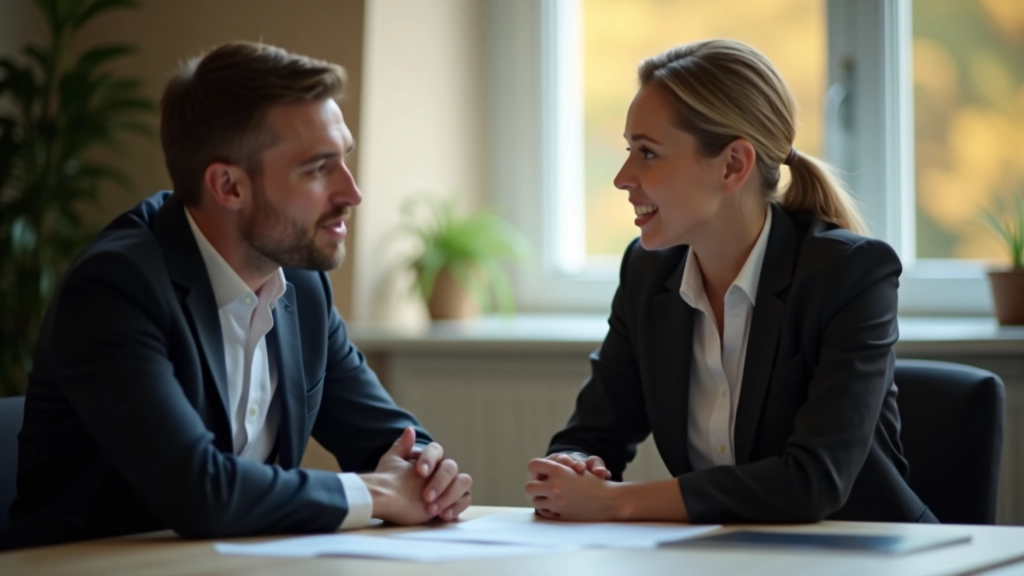 Dva kolegové vedou konstruktivní diskusi u kancelářského stolu