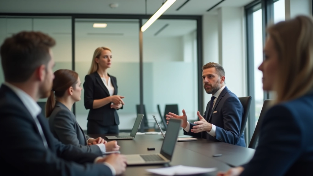 Žena prezentuje svou myšlenku skupině lidí v moderní konferenční místnosti